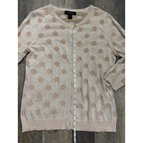 August Silk Heritage Polka Dot Cardigan Size Large - Picture 2 of 5